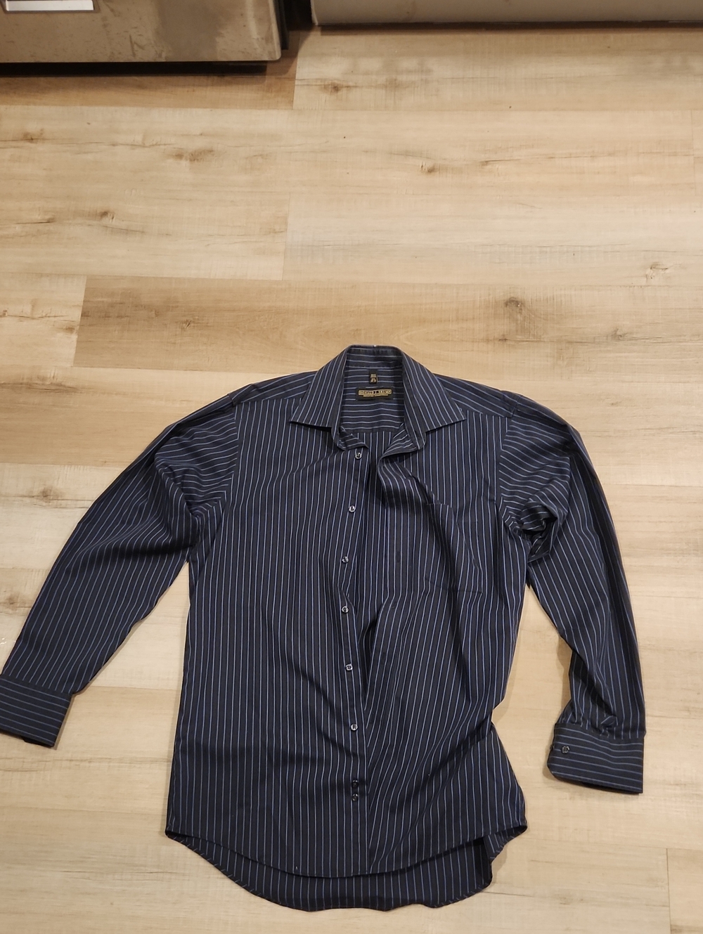 Men's Trump Navy Pinstripe Dress Shirt - Long Sleeve
